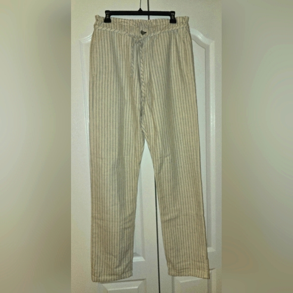 rag & bone Natural Stripe Tie Straight Pant Linen Blend 29 - Picture 1 of 14
